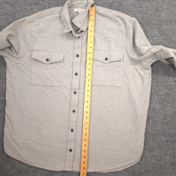 Madewell Flannel Shirt Womens XXL Light Gray Flap Pocket Oversized Ex Boyfriend - Picture 5 of 9